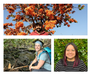 Portraits of three students, Shishir Rao, Carolyn Cummins, and Fabiola Lopez Avila, recipients of John Spencer Research Grants.