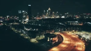 Atlanta skyline at night.
