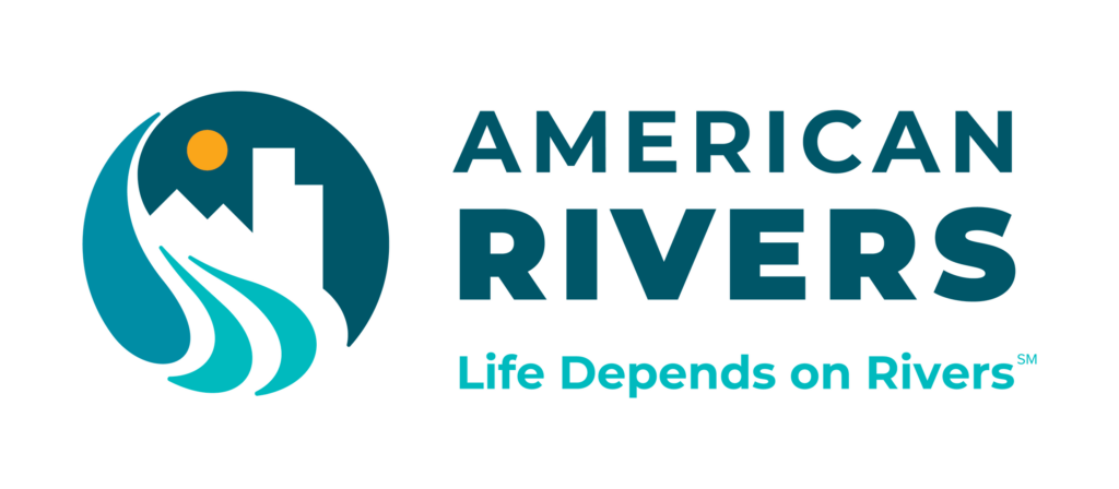 Logo for American Rivers with subtitle Life Depends on Rivers