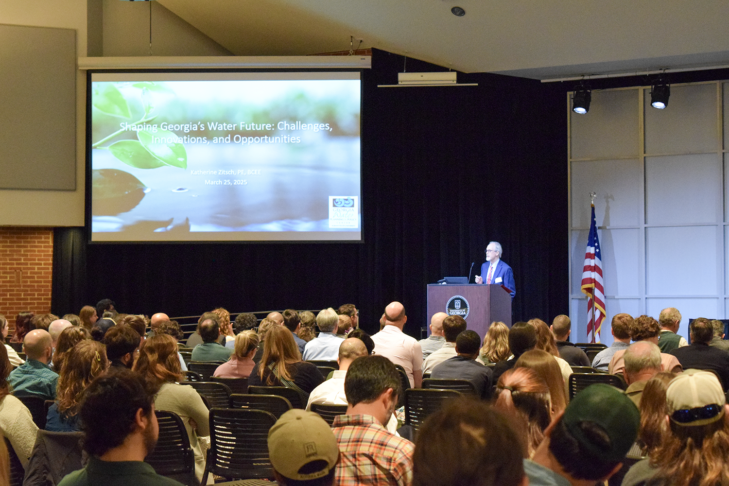 Odum School of Ecology Dean Mark Hunter gives a presentation at the 2025 Georgia Water Resources Conference.